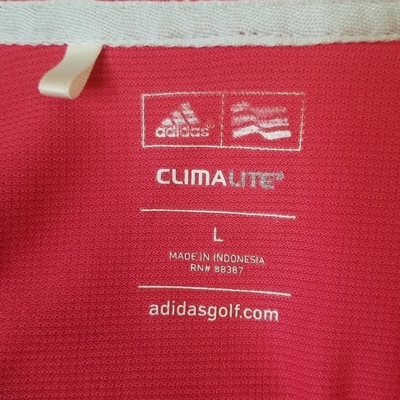 Adidas L golf top short sleeve polo button collared embroidered logo Climalite - Picture 2 of 11